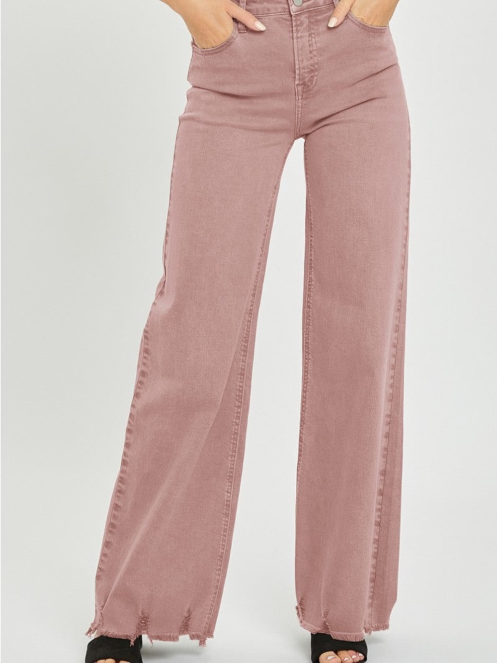 High-Rise Wide Leg Jeans in Mauve Rose